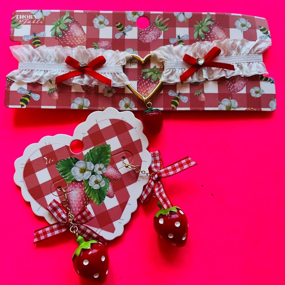 Strawberry Shortcake Inspired Choker and matching earrings